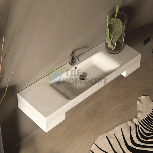 Подвесная раковина KERASAN Cento 140x45 см белая (353501*1) - фото 3