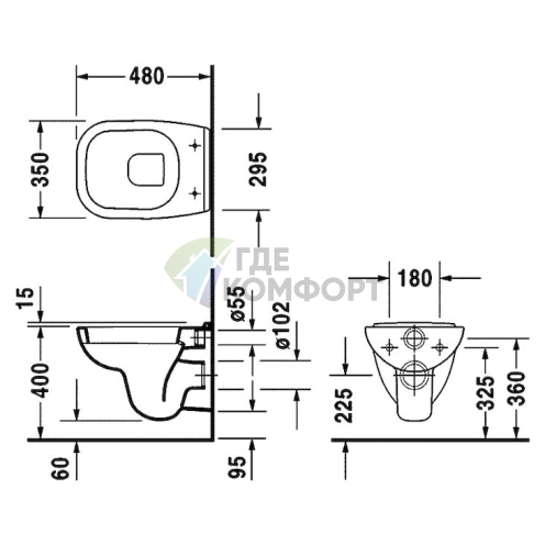Подвесной унитаз Duravit D-Code с системой скрытого монтажа (22110900002) - фото 4