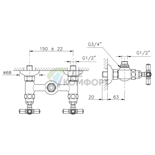 Смеситель для душа Nicolazzi Teide без лейки и шланга, хром (1925CR05) - фото 2