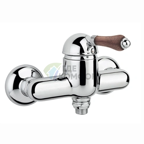 Душевой смеситель Nicolazzi Forest с деревянной ручкой и нижним подключением 1/2, хром (3405CR77) - фото 1