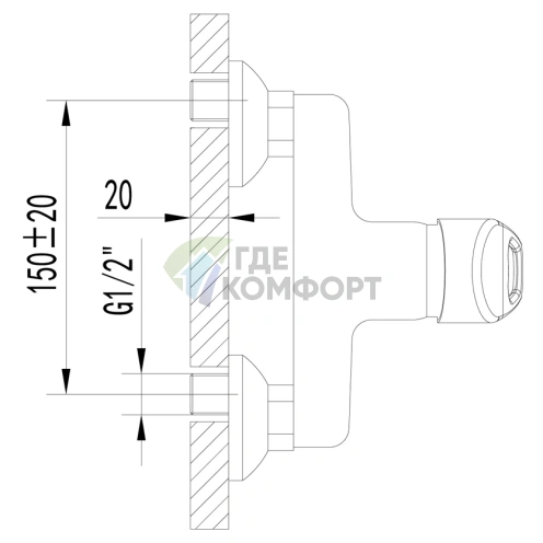 Смеситель для душа Lemark Luna LM4103C настенный - фото 2
