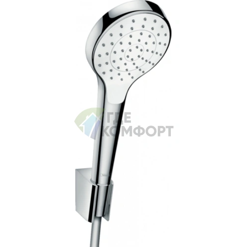 Душевой набор HG Croma Select S: ручной душ 110 с держателем, шланг 1,25 м, белый/хром (26420400) - фото 1