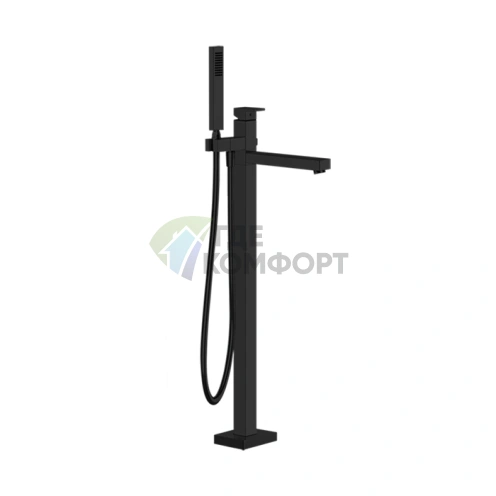 Напольный смеситель для ванны GESSI RETTANGOLO с ручным душем, цвет Black Metal PVD (24961#706) - фото 1