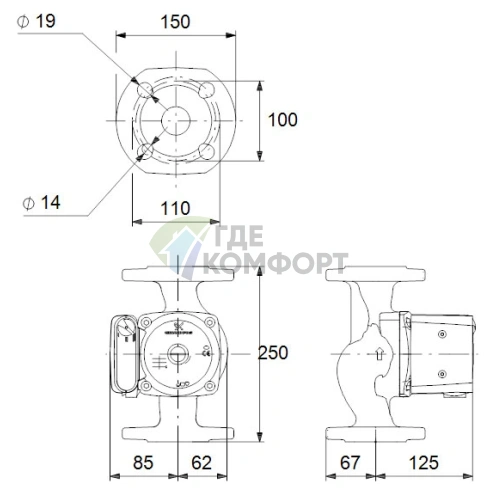 Циркуляционный насос Grundfos UPS 40-50 FN 250 - фото 3