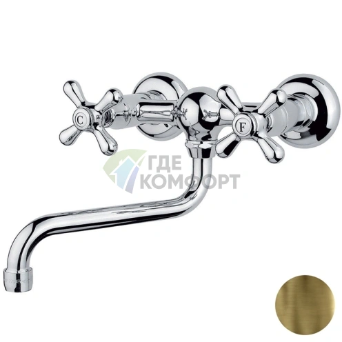 Настенный смеситель для раковины Nicolazzi Nuova Brenta с двумя ручками, бронза (2505BZ) - фото 1