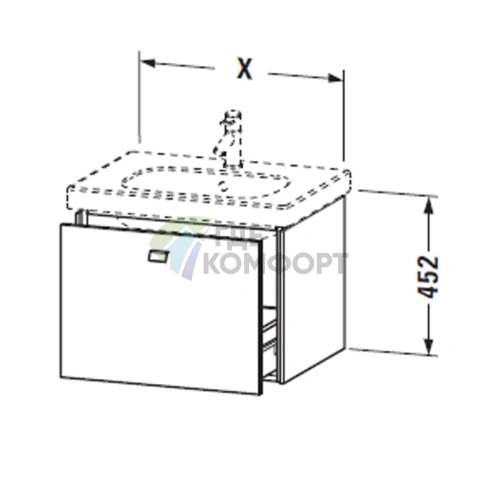 Подвесная тумба Duravit Brioso с выдвижным ящиком, цвет графит матовый 43 (820x469x452 мм) (BR404604949) - фото 2