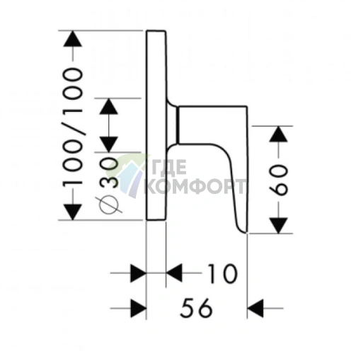 Встраиваемый запорный вентиль AX Citterio M в хромированном исполнении (34960000) - фото 2