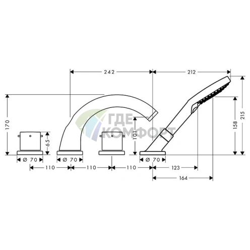 Смеситель для ванны AX Starck в стильном цвете шлифованная медь (10451950) - фото 2