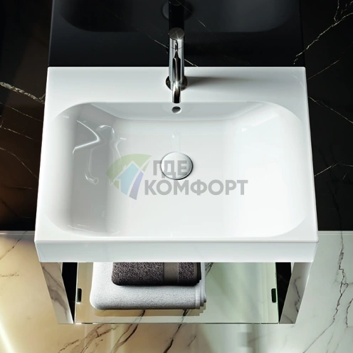 Раковина KERASAN CENTO 600x450 мм белая матовая с переливом (353130) - фото 1