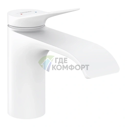 Смеситель для раковины HANSGROHE VIVENIS: однорычажный, с донным клапаном, матовый белый (75010700) - фото 1