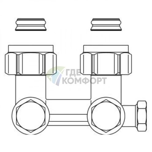 Узел нижнего подключения радиатора 3/4 НГ x 3/4 НР, угловой Multiflex F ZBU Oventrop - фото 2