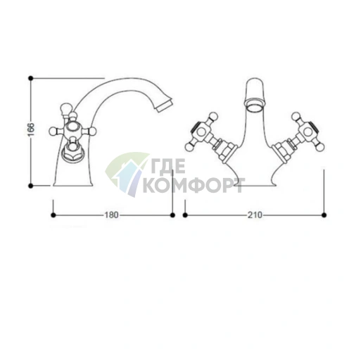 Kerasan Retro — Смеситель для раковины с гибкой подводкой, хром (738990) - фото 2