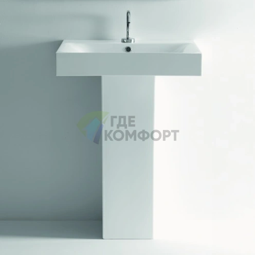 Раковина KERASAN Cento 80х45 подвесная c 1отв под смесительитель белая с колонной - фото 1