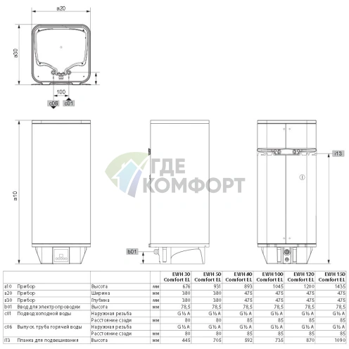 Водонагреватель накопительный электрический AEG EWH 80 Comfort EL - фото 3