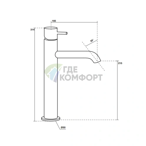 Смеситель Kerasan Nolita для раковины, черный матовый (922731 Nero matt) - фото 2