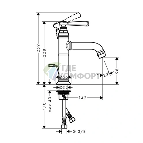 Смеситель для раковины AX Montreux, 100 мм, 1 отв., хром (16515000) - фото 2