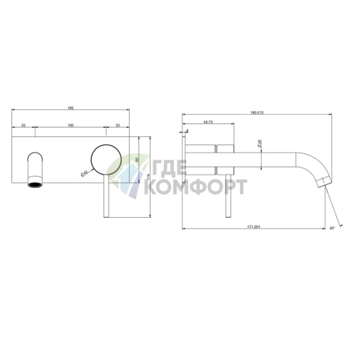 Смеситель для раковины GESSI 316 Black XL с высоким изливом (54090#299) - фото 2