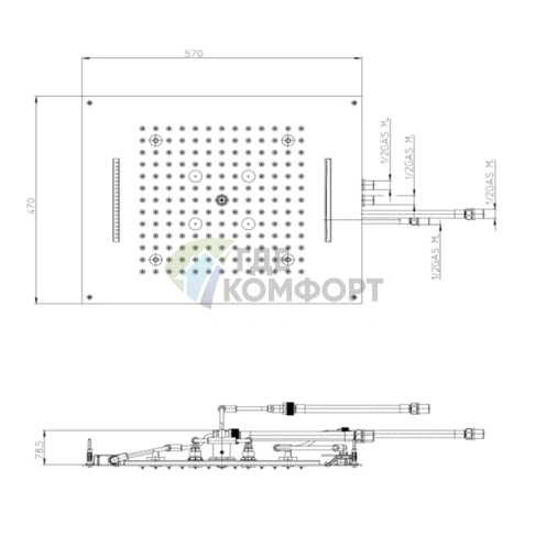 Верхний душ BOSSINI DREAM/4 57x47 см с LED-подсветкой и 4 режимами гидромассажа (H38908.073) - фото 2