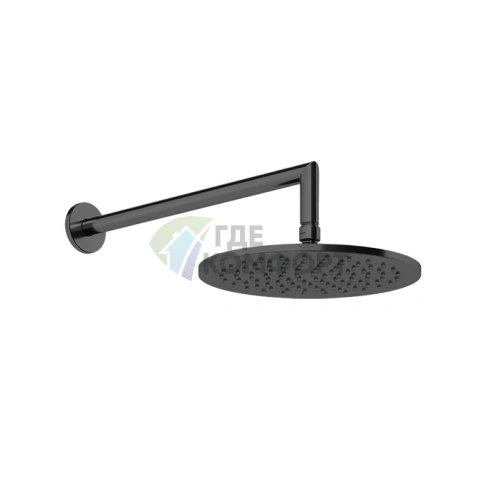 Верхний душ GESSI 250 мм с настенным держателем 348 мм в цвете Black Metal Brushed PVD (63348#707) - фото 1