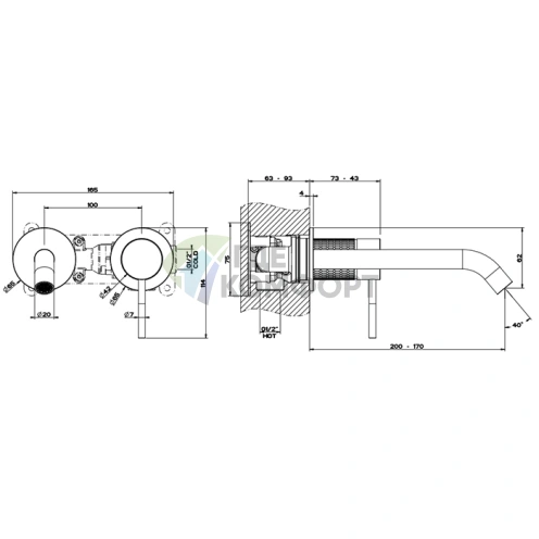 Встраиваемый смеситель GESSI для раковины, нержавеющая сталь 316, цвет черный матовый металл PVD (54286#707) - фото 2