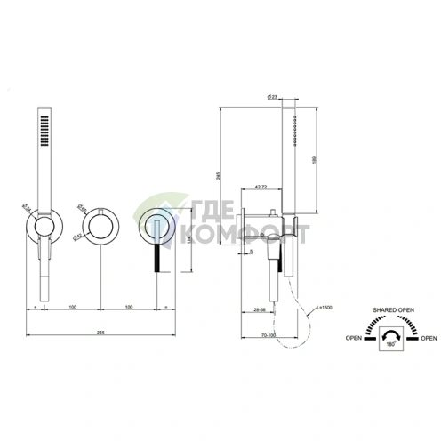 Смеситель для раковины GESSI INGRANAGGIO с душем, Black Metal PVD (63545#706) - фото 2