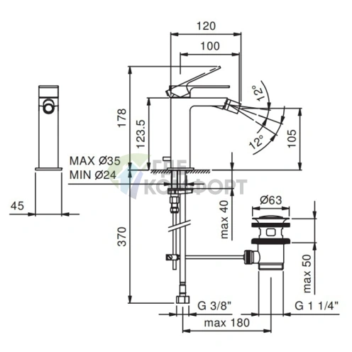 Смеситель для биде Fantini Mint с донным клапаном, хром (34 02 F008F) - фото 2