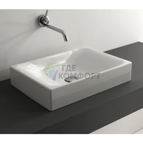 Раковина KERASAN Lavabi 50x35 накладная без отверстия под смесительитель цвет белый - фото 1