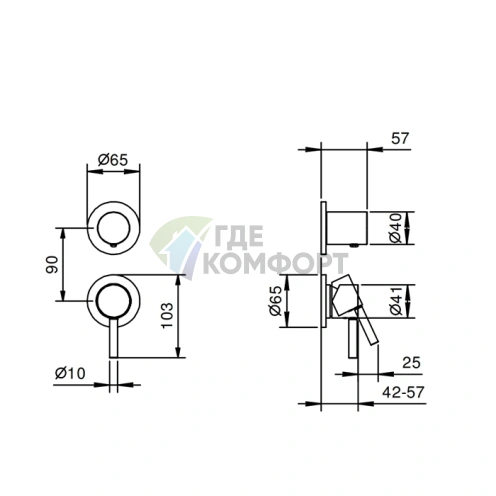 Встраиваемый смеситель для душа Fantini NOSTROMO (наружная часть), хром (50 02 G481B) - фото 2