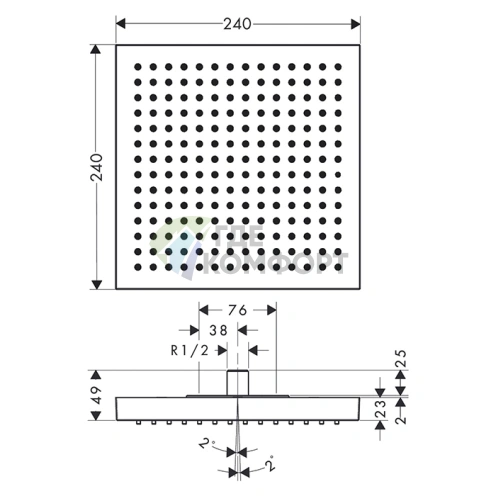 Верхний душ Hansgrohe Axor ShowerSolutions 240x240 мм в полированном золоте (10924990) - фото 2