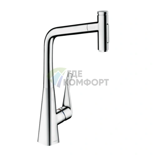 Кухонный смеситель Hansgrohe Metris M71 с выдвижным душем и sBox в хроме (73816000) - фото 1