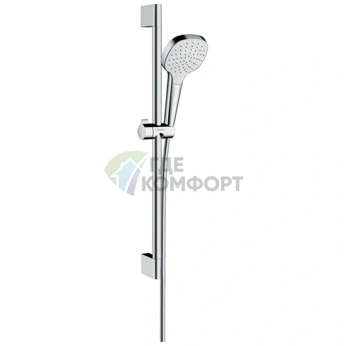 Душевая система HG Croma Select E: штанга 650 мм, ручной душ Rain с технологией EcoSmart, бело-хром (26585400) - фото 1