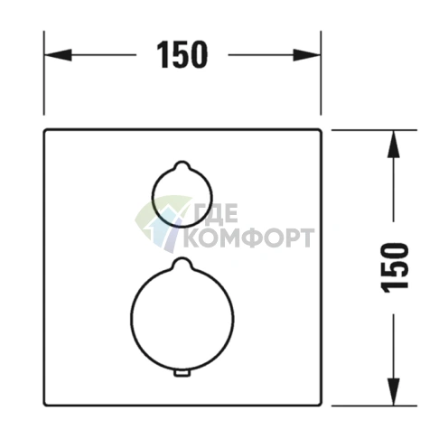 Термостатический смеситель для ванны Duravit C.1 скрытого монтажа, квадрат, хром (C15200013010) - фото 2