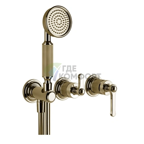 Смеситель GESSI VENTI20 для встраивания с ручным душем, цвет Brass PVD (65036#710) - фото 1