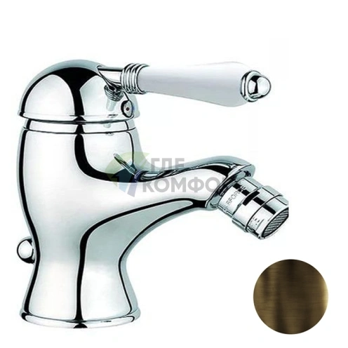 Смеситель для биде Nicolazzi P.m. Blanc в тёмной бронзе с белой керамикой и донным клапаном (3403DB76) - фото 1