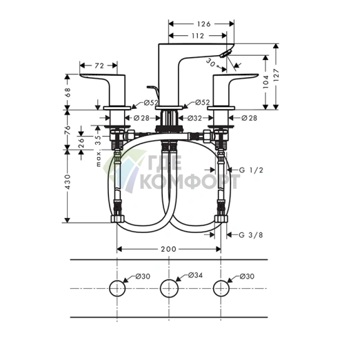 Смеситель для раковины Hansgrohe Talis E 150, черный матовый (71733670) - фото 2