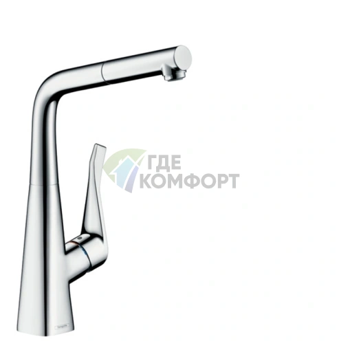 Кухонный смеситель Hansgrohe Metris M71 с вытяжным душем, хром (73812000) - фото 1