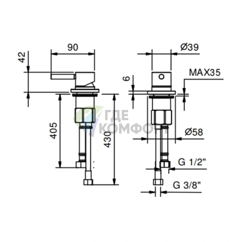 Стильное управление для ванны Fantini Nostromo в матово-черном цвете (50 13 E895) - фото 2