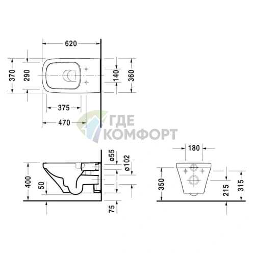 Подвесной унитаз Duravit DuraStyle с антигрязевым покрытием (25420900001) - фото 5
