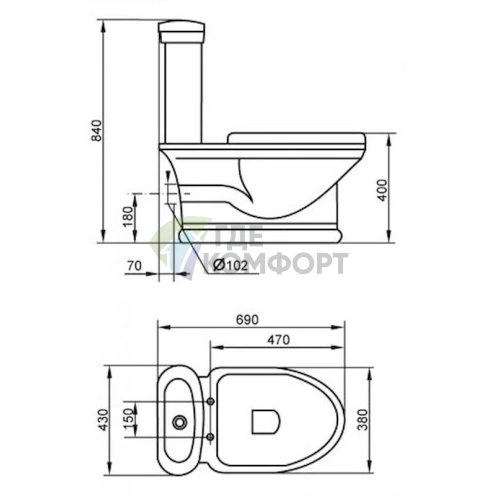 Компактный унитаз Cezares Primo с экономным сливом - фото 7