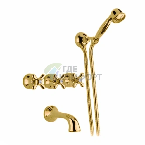 Смеситель для ванны Nicolazzi Nuova Brenta трехвентильный встраиваемый с душевой лейкой, цвет Gold Brass (2503GB) - фото 1