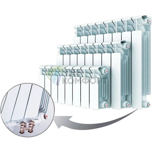 Биметаллический радиатор RIFAR Base Ventil 500 6 секций НП правое - фото 2