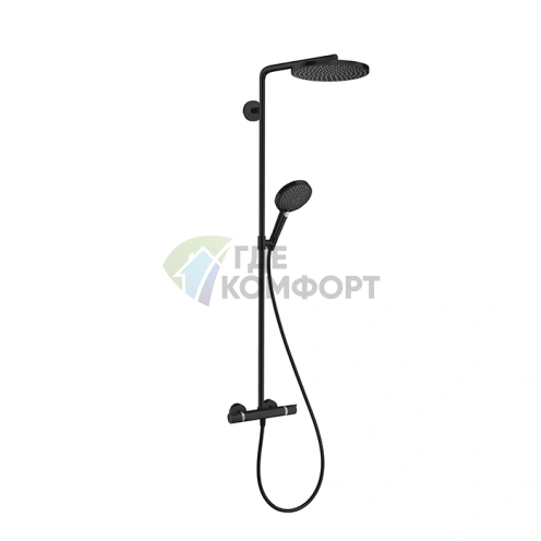 Душевая стойка с термостатом HG Raindance: комфорт и функциональность в чёрном матовом исполнении (27633670) - фото 1