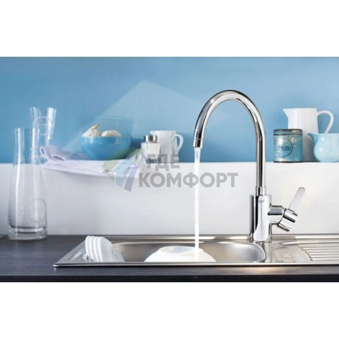 Смеситель Grohe BauEdge 31367000 для кухни: однорычажный с выдвижной лейкой - фото 3
