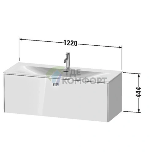Тумба подвесная Duravit Brioso 234412: функциональная и эргономичная модель 444x1220x479 мм в глянцевом белом цвете (BR421402222) - фото 2