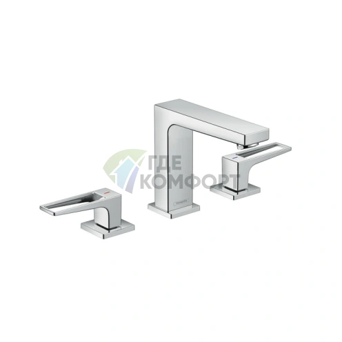 Смеситель для раковины Hansgrohe Metropol 110, на 3 отверстия, с донным клапаном Push-open, хром (74514000) - фото 1