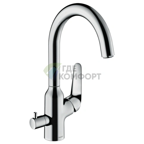 Однорычажный кухонный смеситель Hansgrohe Focus M42 с поворотным изливом (71803000) - фото 1