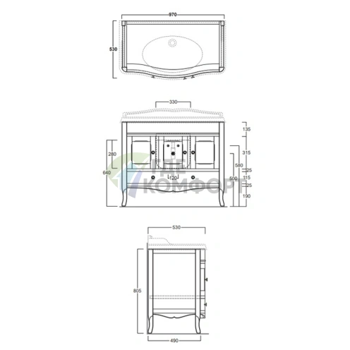 Раковина-консоль SIMAS Arcade 105 105x56 см, белая, с отверстием под смеситель - фото 2
