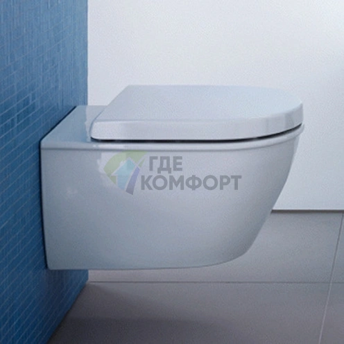 Унитаз подвесной Duravit Darling New Compact 360×485 мм с антивандальным покрытием WonderGliss (25490900001) - фото 1