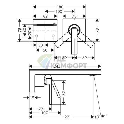 Смеситель для раковины AX MyEdition настенный в элегантном цвете шлифованное золото для подачи воды (47062250) - фото 2