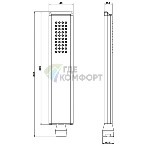 Душевая лейка Gessi Eleganza — защита от известкового налета, цвет хром (46154#031) - фото 2